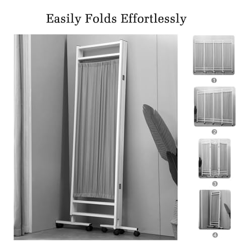 Biombo plegable de 3 paneles con ruedas y pared enrollable divisor gris 6