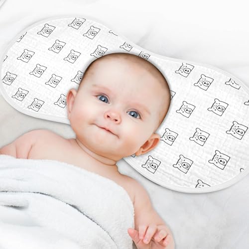 Sketchy Bears Pattern Muslin Baby Burp Cloths - Super Absorbent and Soft Burping Rags - Cotton Burp Clothes Set for Boys and Girls, 4 Pack4