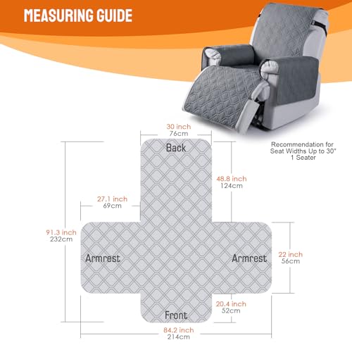 Image of VANSOFY 100% Waterproof Recliner Chair Covers, Recliner Cover Non-Slip Dog Chair Cover Furniture Protector Washable Slipcover with Pocket, Elastic Straps for Pets, Dogs(Dark Gray, 30 inch)