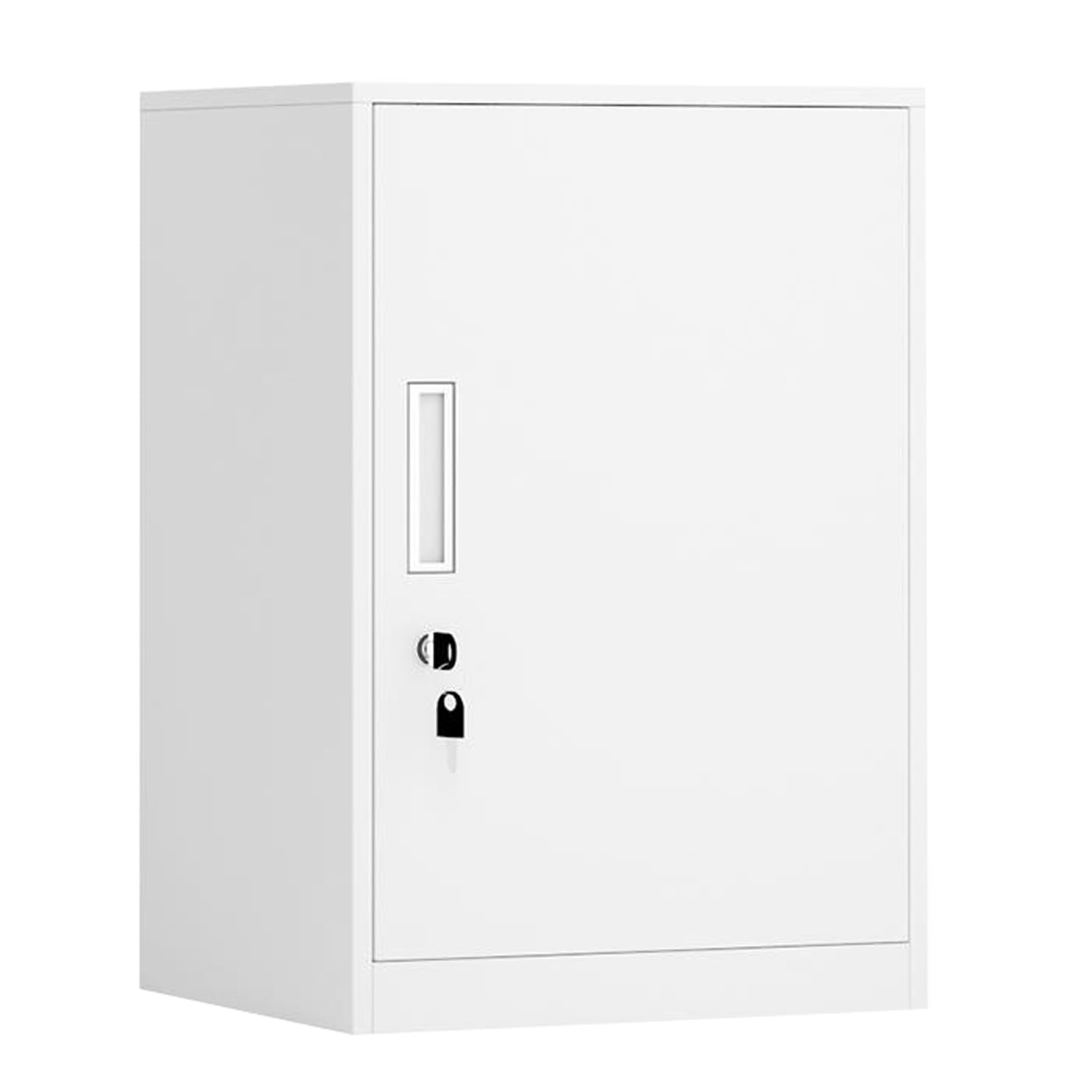 MYUYEE Vertical Filing Cabinet With Lockable Drawers Upper Drawer Lower Cabinet Printer Stand For Office And Home Use 65Cm/85Cm Height (White-1 Door)