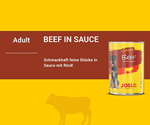 JosiDog Beef in Sauce (12 x 415 g) | Nassfutter in Sauce mit Rind | für ausgewachsene Hunde | Hundefutter | powered by JOSERA