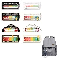 8 Stück Social Battery Pins, Lustige Brosche für Soziale Stimmung für 7 Tage, Interaktive Stimmungspins Nette Brosche Pins für Soziale Interaktionen, Dekoration(Weiß, Schwarz)