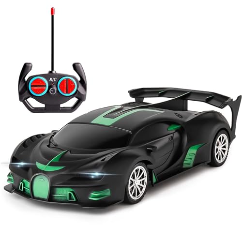 CHENKEE Coches Teledirigidos para Niños, 1/18 Coches de Juguetes Coche Teledirigido para 3 4 5 6 7 8 9 Años Coche Teledirigido con Faro Delantero (Negro)