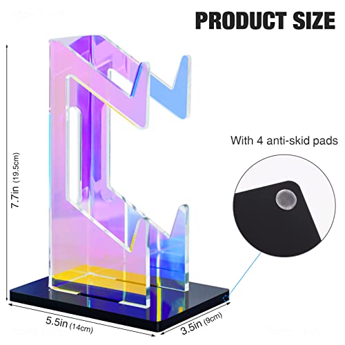 NiHome Iridescent Acrylic 2-Tier Universal Game Controller Headset Holder Stand for PS5 Xbox ONE Switch Colorful Controller Stand Gaming Accessories Anti-Slip Stable Acrylic Clear Headphone Holder by NiHome - Image 7