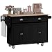 HOMCOM Wood Top Drop-Leaf Rolling Kitchen Island Table Cart on Wheels, Black