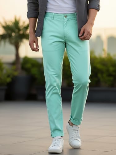Image of Urbano Fashion Men's Cotton Light Weight Non-Stretch Slim Fit Casual Trousers