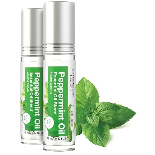 Horbäach Peppermint Oil Roll On Blend | .33 fl oz (Pack of 2) | Essential Oil Roller for Skin