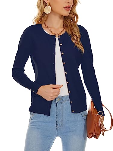 Image of Spicy Sandia Womens Cardigan Sweaters Lightweight Button Up Crewneck Dressy Casual Trendy Spring Sweater Jackets