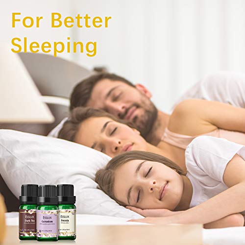 Floral Essential Oils, Esslux Pure Aromatherapy Diffuser Oils Set, Rose, Neroli, Geranium, Freesia, Plum Blossom, Dark Tea Essential Oils, Ideal for Diffuser, Massage, Home Fragrance