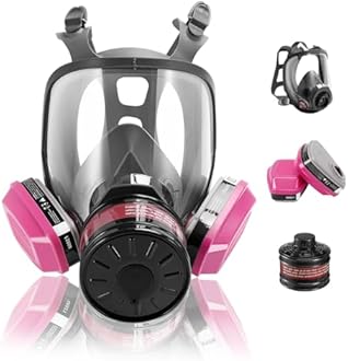 Gas Mask with 40mm Activated Carbon Filter, Full Face Respirator Mask with 60921 Filter Cartridges for Asbestos, Fume, Resin, Dust and Organic Vapor Gas
