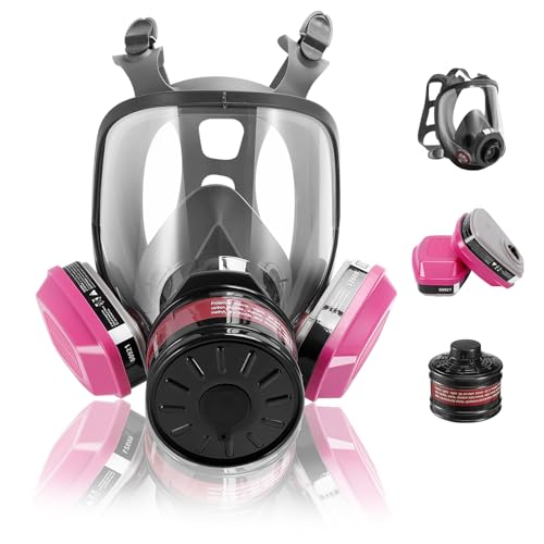 Yingorrs Gas Mask with 40mm Activated Carbon Filter, Full Face Respirator Mask with 60921 Filter Cartridges for Asbestos, Fume, Resin, Dust and Organic Vapor Gas