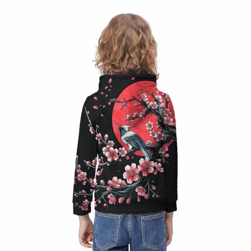 Sweat à capuche fleurs de cerisier pull 3D original : idée cadeau enfant - 4