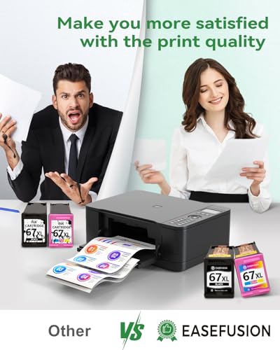Image of EaseFusion 67XL Ink Cartridges Black /Color Combo Pack Replacement for HP Ink 67 for 67XL HP Printer Ink Compatible with DeskJet 2855e 2755e 2700 4255e 4155e 4100 Envy 6000 6055e 6455e Printer