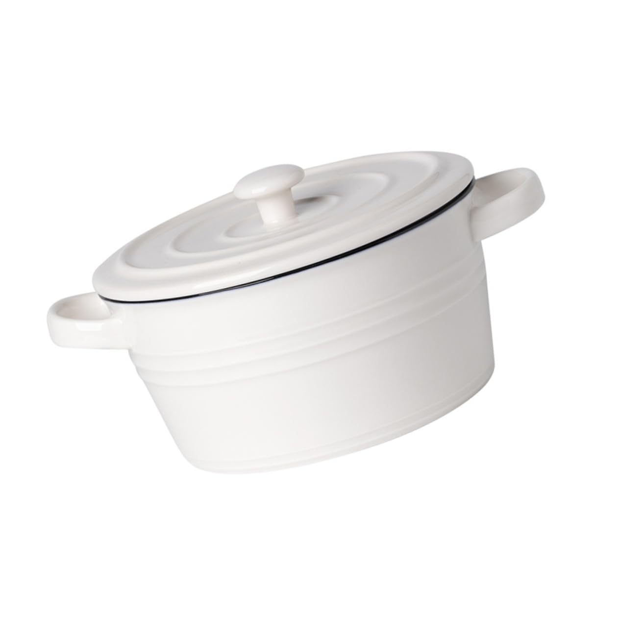 KICHOUSE 1pezzi Ciotola Per Zuppa Con Due Manici e Coperchio Resistente Al Calore e Robusta Per Cucinare Servire Yogurt Preparare Budini e Torte Facile Da Pulire e Trasportare