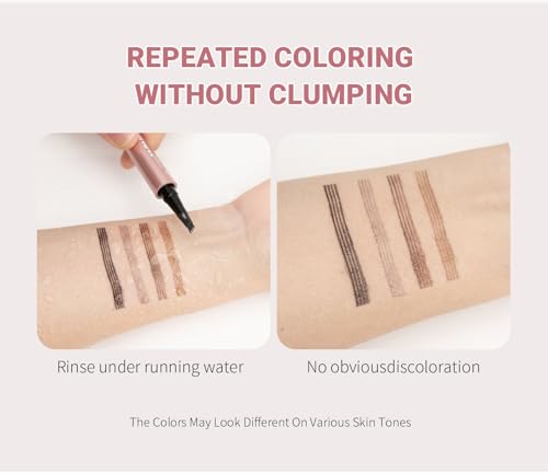 4-punktowy długopis do brwi, wodoodporny ołówek do rysów kapilarnych, długi czas zapobiegający rozmazywaniu do makijażu brwi naturalny realistyczny (Rose gold 1#,2 szt.)