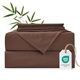 MCO Cooling Full Sheet Set, Rayon Derived from Bamboo Sheets, Luxury & Silky Bedding Set with 16' Deep Pocket (Full, Chocolate Brown)