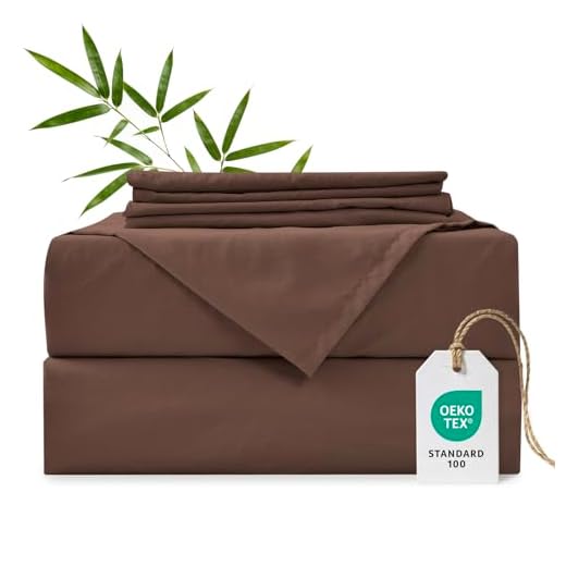 MCO Cooling Queen Sheets Set, Rayon Derived from Bamboo Sheets, Luxury & Silky Bedding Set with 16" Deep Pocket (Queen, Chocolate Brown)