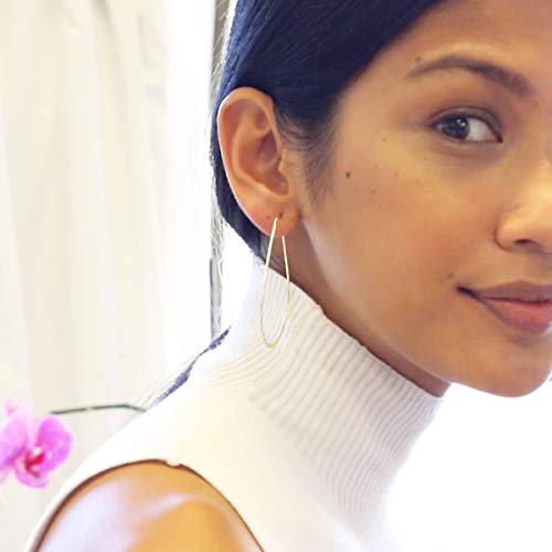 Humble Chic Lightweight Threader Big Hoop Earrings - Round Oval Open Geometric Drop Dangles, 18K Yellow - 2.3 Inch #TOP7