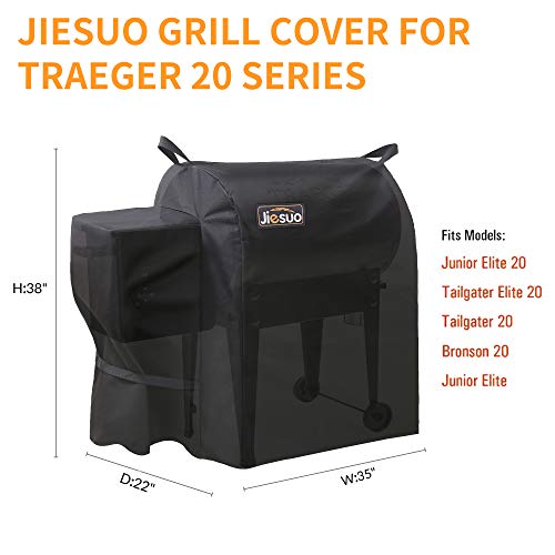 Jiesuo Grill Cover For Traeger 20 Series, Junior & Tailgater Grills, Heavy Duty Waterproof Wood Pellet Grill Cover, Outdoor Full Length Grill Cover #TOP1