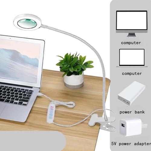 Lampe loupe 10x LED pour sourcils et artisanat avec loupe de lecture USB - 2