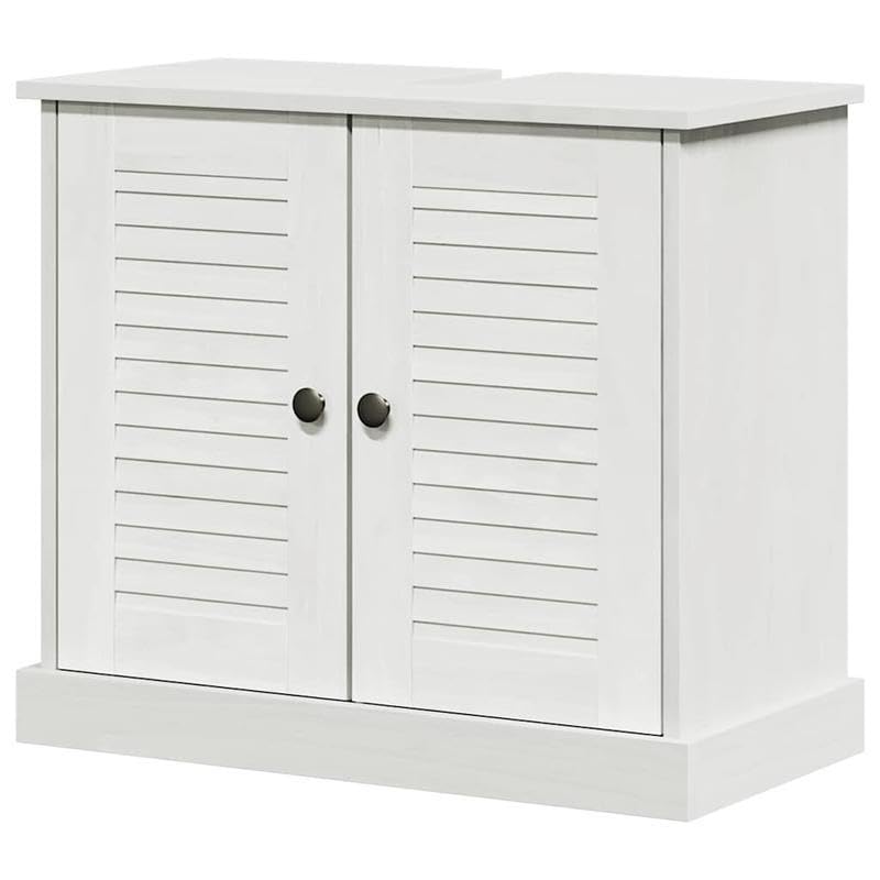 Eleganz Mueble de lavadero 'VIGO' de madera de pino – Espacio de almacenamiento para baño o cocina, 67,5 x 34 x 59 cm, sólido y duradero, ideal para espacios pequeños