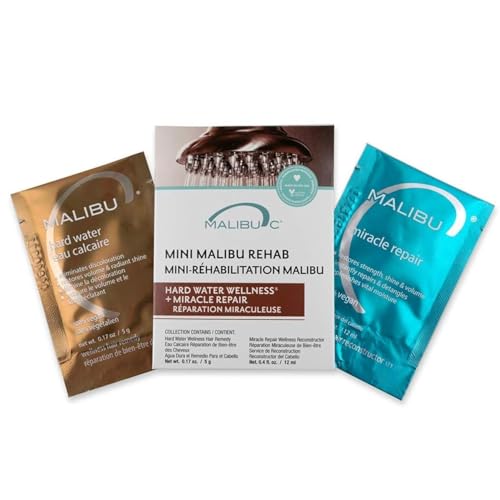 Malibu C Mini Malibu Rehab Hard Water Wellness - Contains 2 Remedy Packets - At-Home Hair Reconstructor and Mineral Removal Remedy - Sulfate Free Hair Care