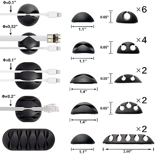 OHill Desk Cable Management Cord Organizer, 16 Pack White Self Adhesive Cord Holder Cable Clips, Ideal Cable Organizer Wire Keeper for Desk, Nightstand, Phone Charger, Computer, Home, Office, Car by OHill - Image 2