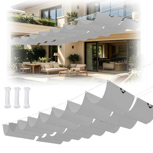 Voile d'ombrage imperméable et anti-UV réglable gris clair - 2