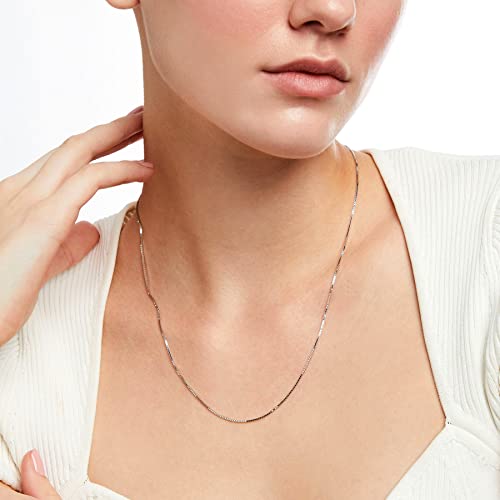 Matoa Sterling Silver Box Chain Necklace For Women Girls - Elegant & Hypoallergenic - Available In 16 Inch Lengths #TOP3