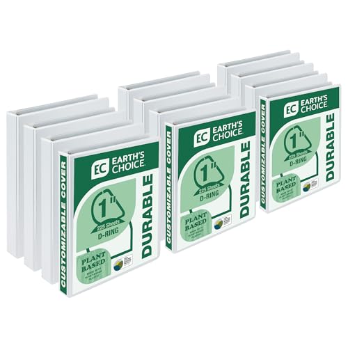 Image of Samsill Plant-Based 1 Inch Durable Round Ring, View Binder, Eco-Friendly, USDA Certified Biobased, 12 Pack, White