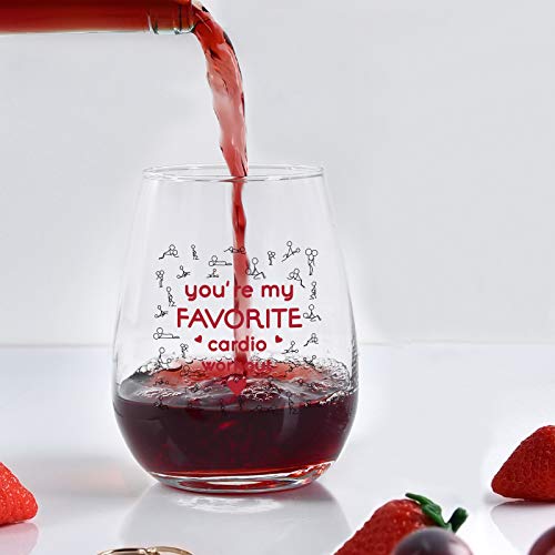 You're My Favorite Cardio Workout Stemless Wine Glass, 15 Oz Funny Wine Glass For Men Women Wife Husband Boyfriend Girlfriend Lover, Novelty Gift For Engagement Birthday Valentine’s Day Anniversary #TOP1
