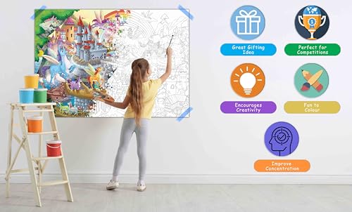 Image of PHONICS PLAYTIME activity mat, SEARCH & FIND EXPEDITION activity mat, FAIRY LAND ADVENTURES activity mat and GIANT UNICORN COLOURING POSTER | Combo of 3 activity mats with pen and 1 colouring poster
