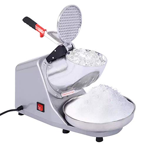 LETWOO Double Blade Electric Ice Shaver Crusher Machine Stainless Steel Snow Cone Maker for Ice Cream Cold Drinks Fruit Dessert and Cocktail 65Kg Per Hour