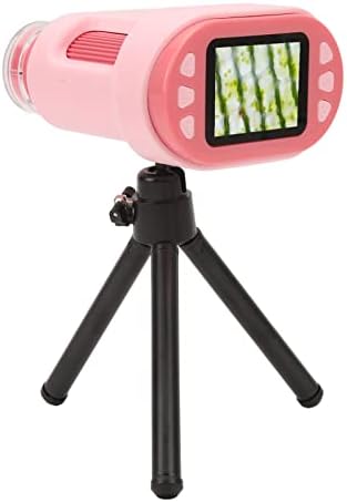 Kids Telescope, Kids Telescope and Microscope 2.0 Inch IPS Display Screen for Observing Stone Section for Animal and Plant Cells (Pink)