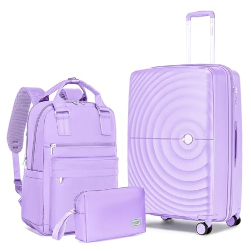 LARVENDER 3-Piece Luggage Set, 20in Carry-On, Spinner Wheels