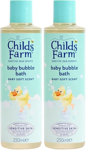 Image of Childs Farm Baby Bedtime Bubble Bath, Baby Soft Scent | Gently Cleanses & Soothes | Suitable for Newborns, Kids & Adults with Sensitive & Dry Skin, 250ml (Pack of 2)