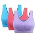 3 Piezas Sujetador Deportivo para Mujeres Sin Costuras Yoga Racerback Top con Almohadillas Extraíbles Ultimate Corriendo Gimnasio Ropa (3XL: 44/46, Azul&Sandía&Morado)