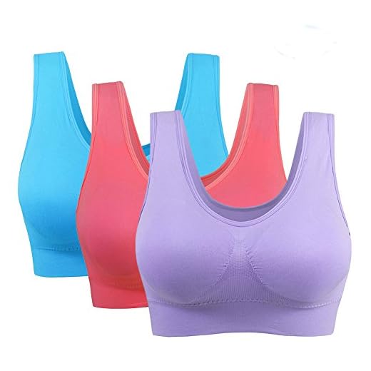 3 Piezas Sujetador Deportivo para Mujeres Sin Costuras Yoga Racerback Top con Almohadillas Extraíbles Ultimate Corriendo Gimnasio Ropa (3XL: 44/46, Azul&Sandía&Morado)