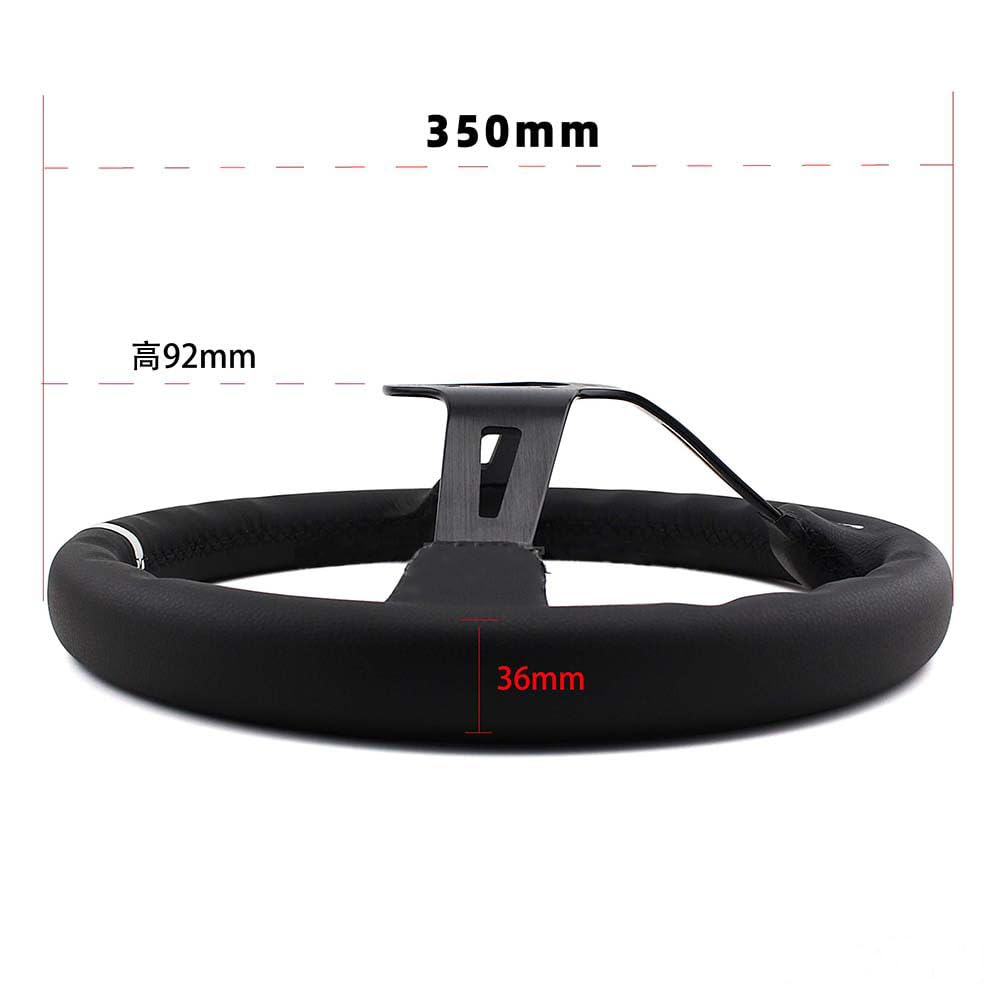 Volante Sportivo Auto, Volante a Calice 13 pollici 330MM modifica volante strumenti personalizzato in pelle profonda disco racing drift accessori(White)