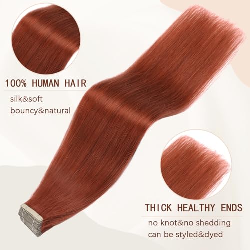 Image of YDDM 350 10pcs 20 Inch Human Hair Extensions Tape in, Real Straight Tape ins Seamless Skin Remy Tape in Hair Extensions Human Hair(350#, 20 Inch)
