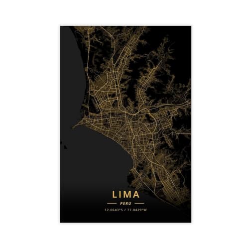 Carte du Pérou poster Lima sur toile idée cadeau originale