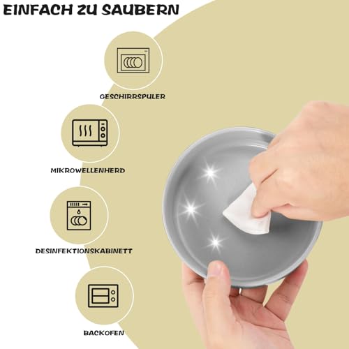 Vexillic Hundenapf Keramik, 400ML Doppel Futternapf Hund, Hundenapf Erhöht mit Bambus Ständer und Rutschfestem Matte für Kleine Bis Mittlere Hunde