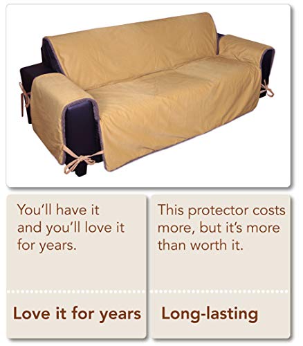 Floppy Ears Design Waterproof Corduroy And Fleece Sit And Stay Couch Protector Furniture Cover (Large, Three Cushion Couch Size, Tan) #TOP1
