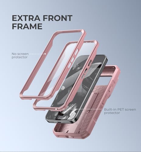 Dexnor for Google Pixel 9 Pro Case with Built-in Slide Camera Cover & Screen Protector & Kickstand, Heavy-Duty Shockproof Rugged Case Full-Body Bumper Protective Cover - Pink by Dexnor - Image 4