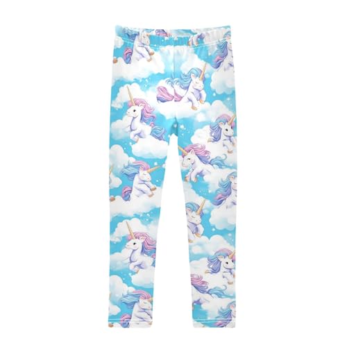 Cute Unicorns Girls' Leggings Toddler Doodles Clouds Kids Yoga Pants Dance Active Tights 6T