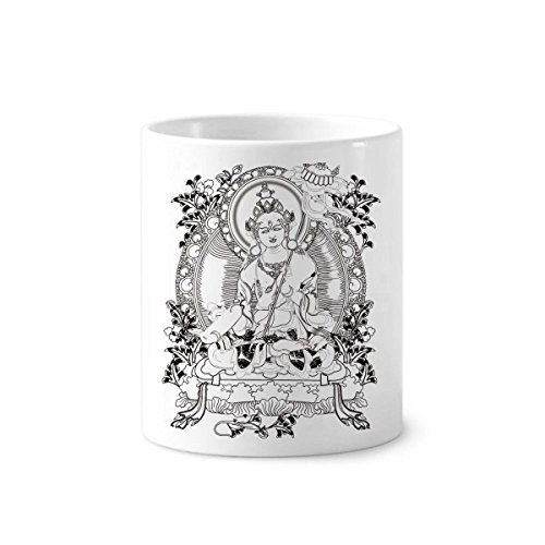Figure céramique Bouddhisme Guanyin mug blanc 350ml pour brosse à dents et crayons