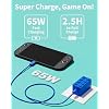 65W Charger for Nintendo Switch 2 AC Adapter Compatible with Steam Deck/Ps Portal, GaN Switch Power Cord Fast Charging PD Brickgeek Adapter Recognizable USB C Charger 4.92FT - Blue