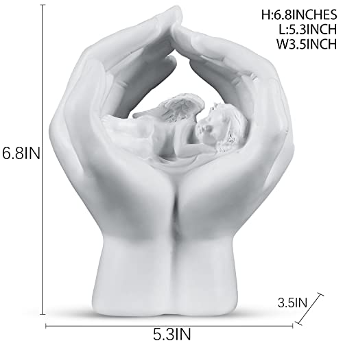 Juniqute Sleeping Resting Angel In God's Hand With Colorful Light Fairy Garden Deco Cupid Statue Home Deco Cherub Statue Baby Sculpture Figurine Memorial #TOP2