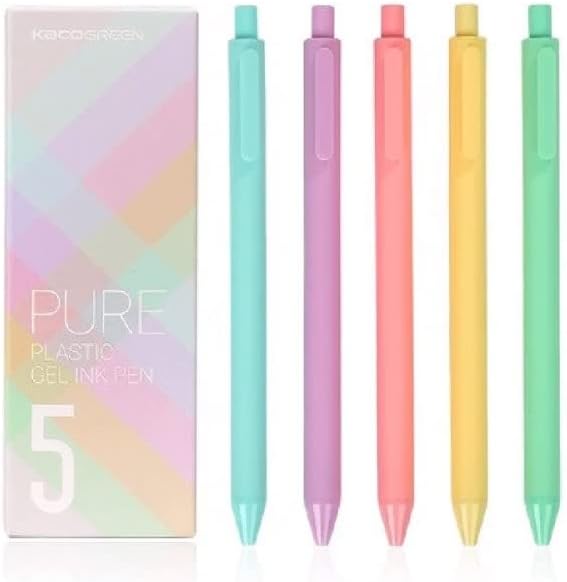 Kaco Retractable Pure Gel Ink Pens 0.5mm Extra Fine Point 5-Pack Elegance Morandi series Multi Color Ink