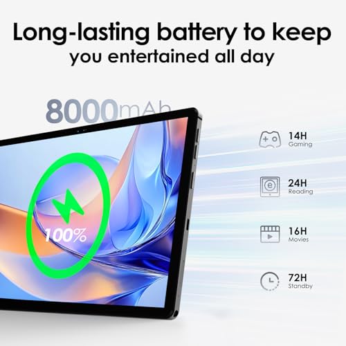 Tablet Android 4G LTE de 10,1 polegadas com 8 GB de RAM e 128 GB de armazenamento (1 TB expansível) - Chip Octa-Core, bateria de 8000 mAh, compartimentos duplos para SIM, corpo de metal - Melhor - Imagem 4